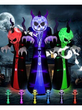 🎃10FT Halloween Inflatable Pumpkin-Head Reaper Blow Up Decoration Of Yard